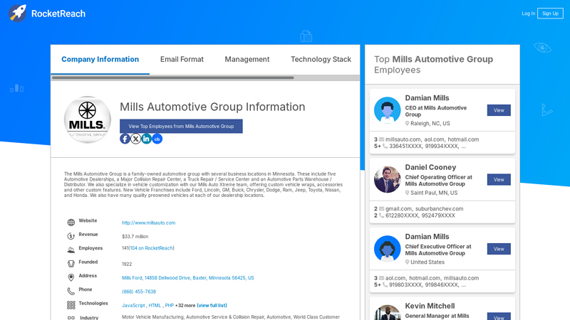 Mills Automotive Group Information mills auto parts