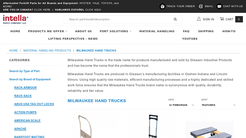 Milwaukee Hand Trucks profeccional hand truck parts