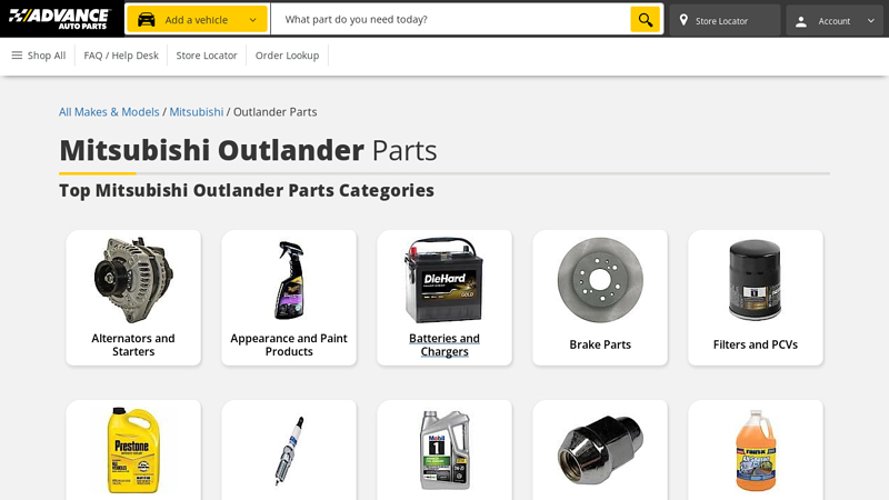 Mitsubishi Outlander Parts mitsubishi outlander auto parts