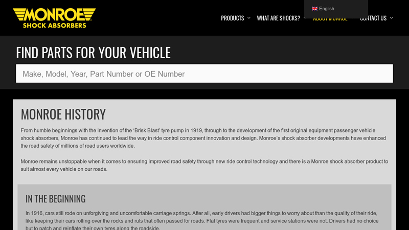 Monroe history monroe auto parts
