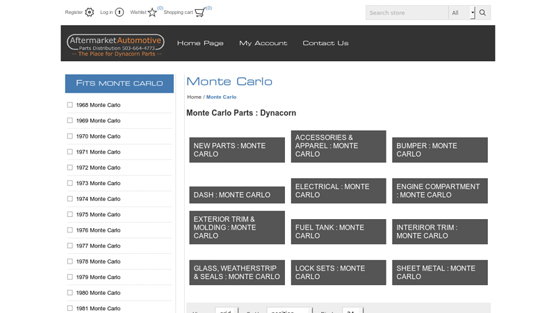 Monte Carlo Parts : Dynacorn monte carlo car parts