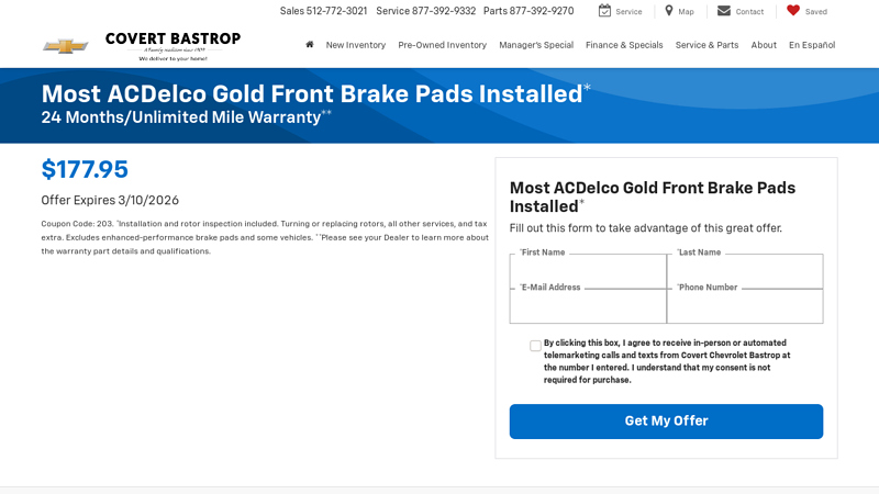 Most ACDelco Gold Front Brake Pads Installed auto parts bastrop tx