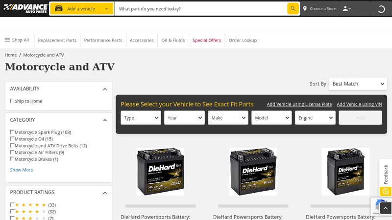 Motorcycle and ATV advance auto parts evansville