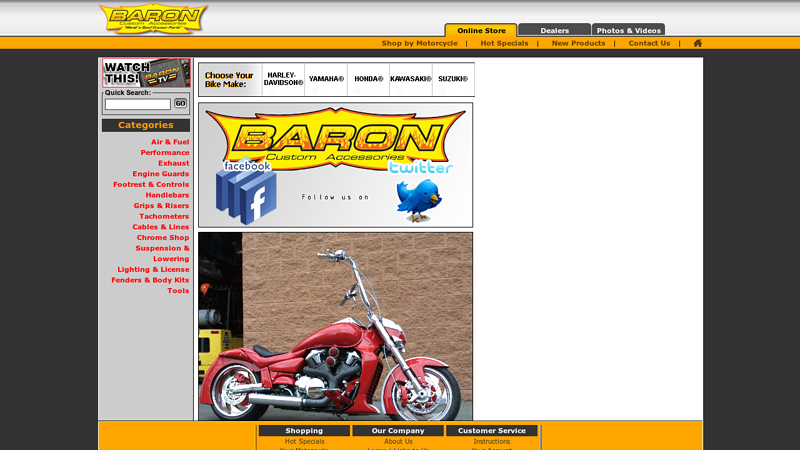 Motorcycle Parts and Accessories by Baron Custom Accessories for ... custom honda motorcycle parts