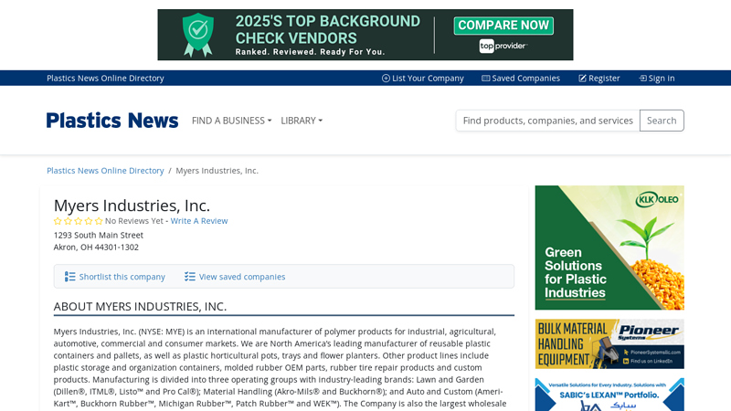 Myers Industries, Inc. myers auto parts