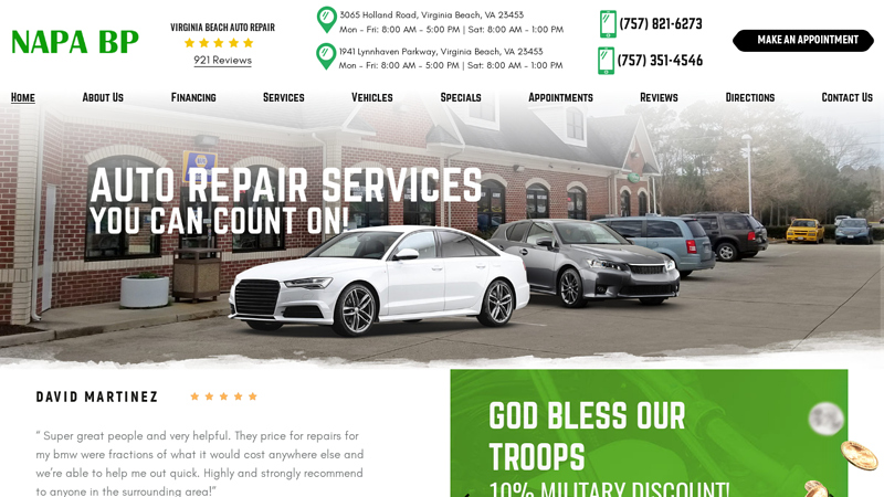 Napa BP used auto parts virginia beach