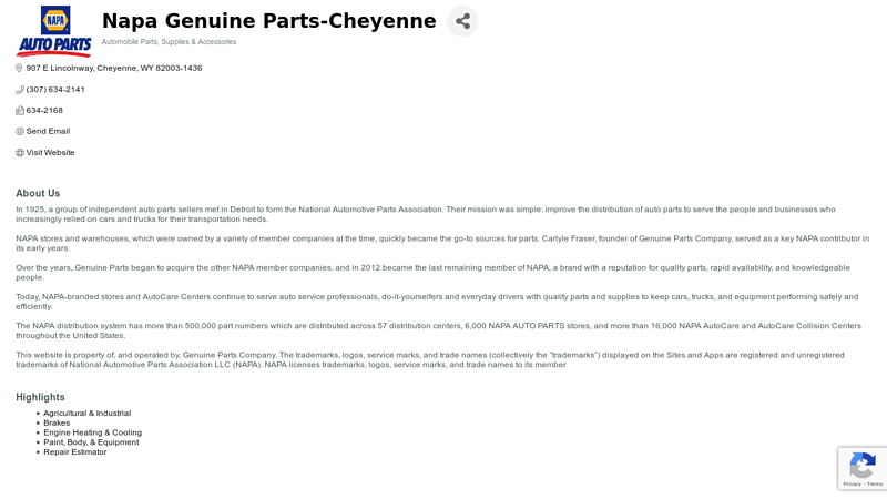 Napa Genuine Parts auto parts in cheyenne wyoming