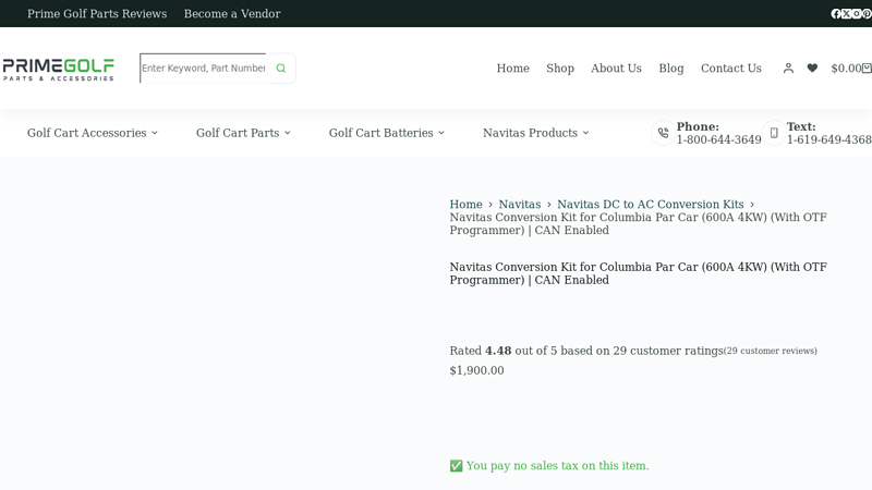 Navitas AC Conversion Kit for Columbia Par Car columbia par car parts catalog
