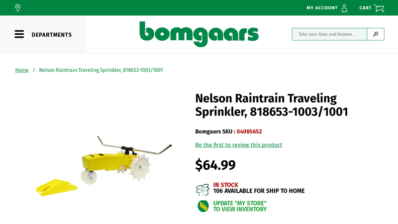 Nelson Raintrain Traveling Sprinkler, 818653 nelson lawn tractor parts