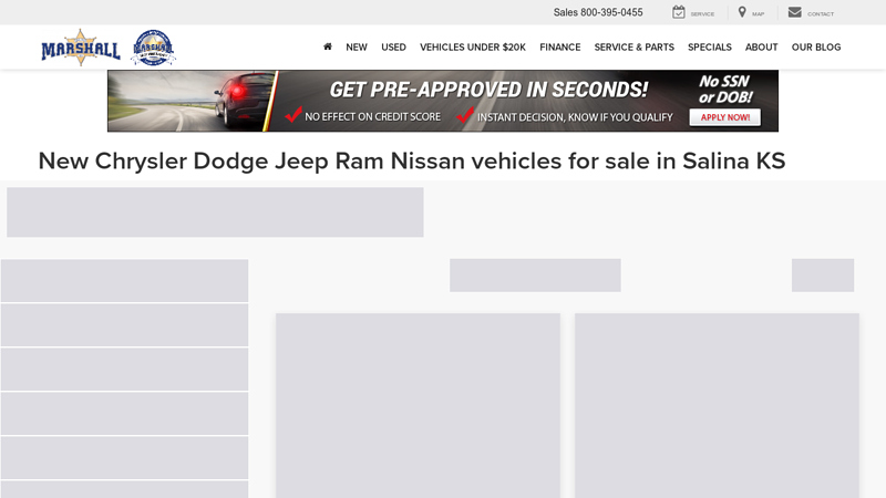 New Chrysler Dodge Jeep Ram Nissan vehicles for sale in Salina KS marshalls auto parts