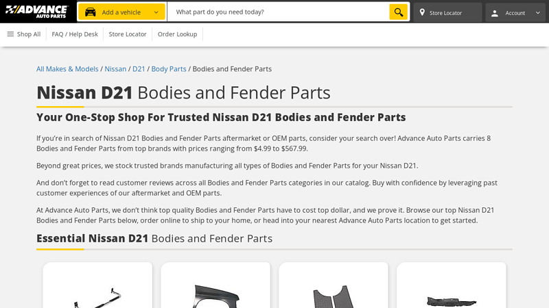 Nissan D21 Bodies and Fender Parts nissan hardbody truck parts