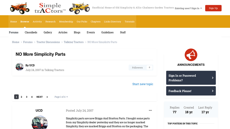 NO More Simplicity Parts simplicity lawn tractor parts