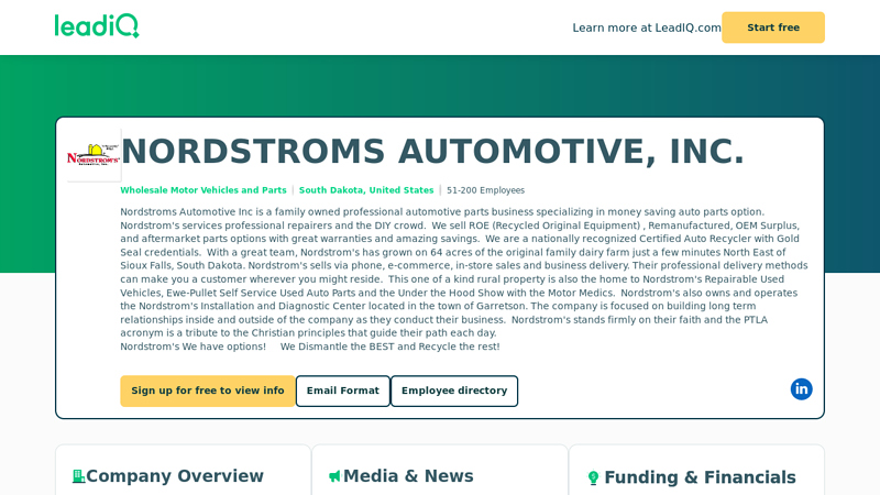 NORDSTROMS AUTOMOTIVE, INC. Company Overview ... surplus auto parts b2b