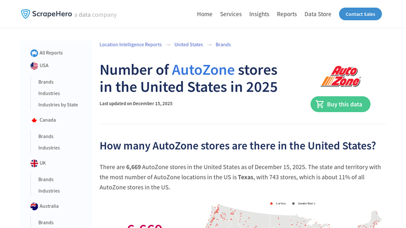Number of AutoZone locations in the USA in 2025 autozone auto parts orlando fl