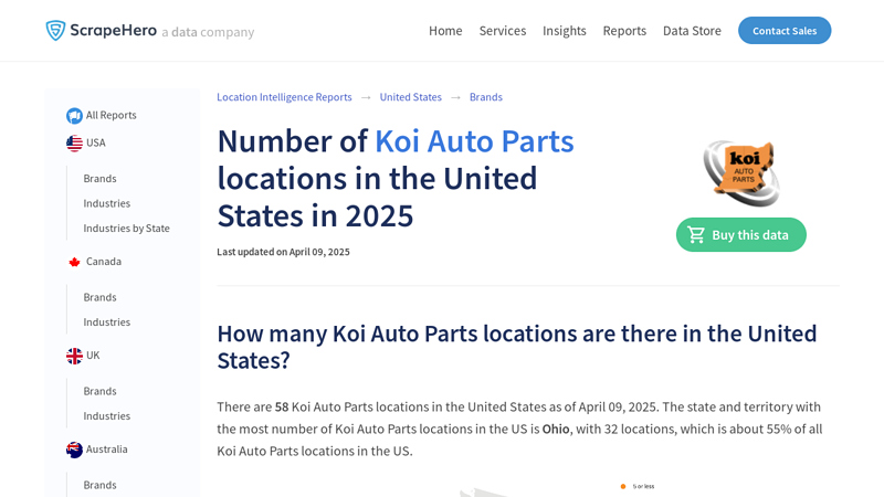 Number of Koi Auto Parts locations in the USA in 2025 koi auto parts lexington ky