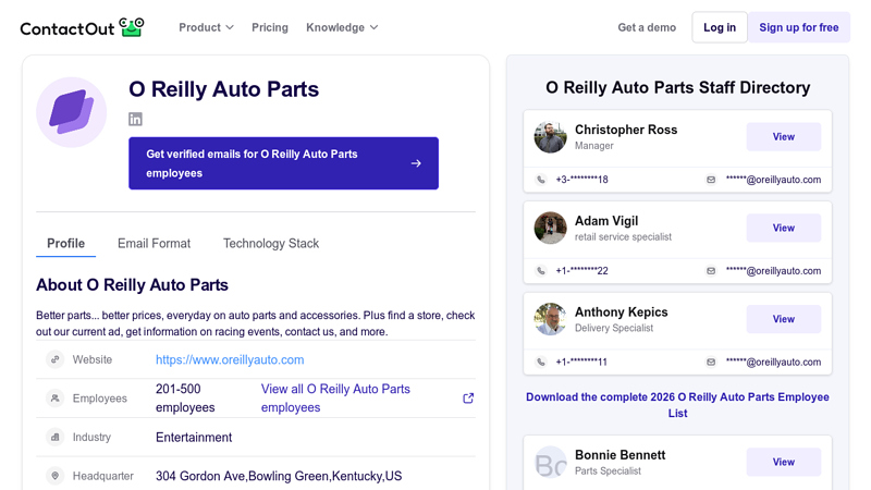 O Reilly Auto Parts - Company Profile & Staff Directory number for o'reilly auto parts