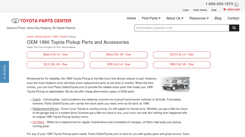 OEM 1990 Toyota Pickup Parts and Accessories 1990 toyota pickup parts