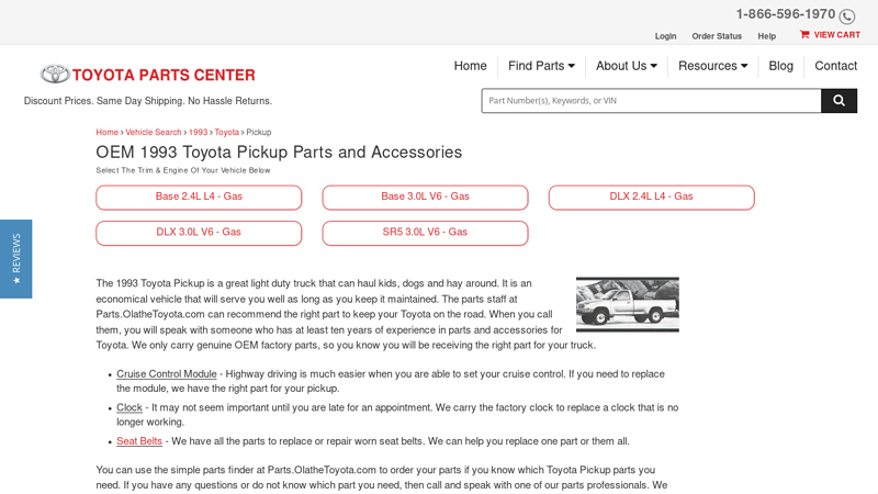 OEM 1993 Toyota Pickup Parts and Accessories 1993 toyota pickup aftermarket parts