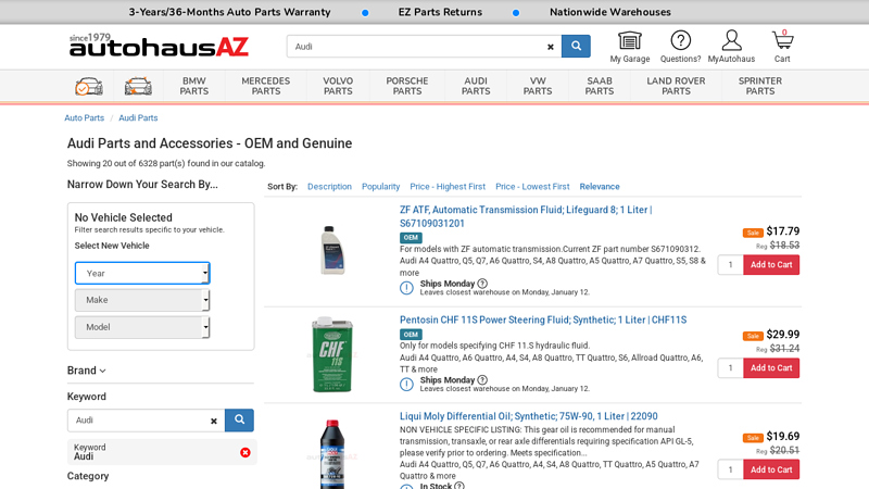 OEM and Genuine Audi Parts audi auto parts