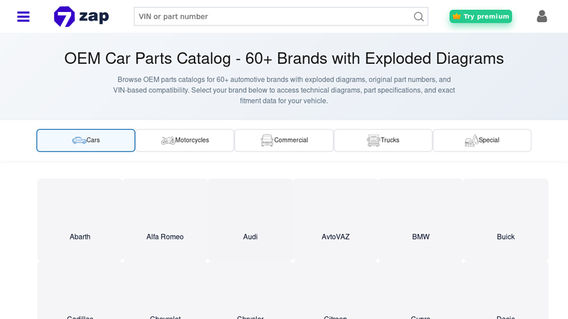 OEM Car Parts Catalog car parts number