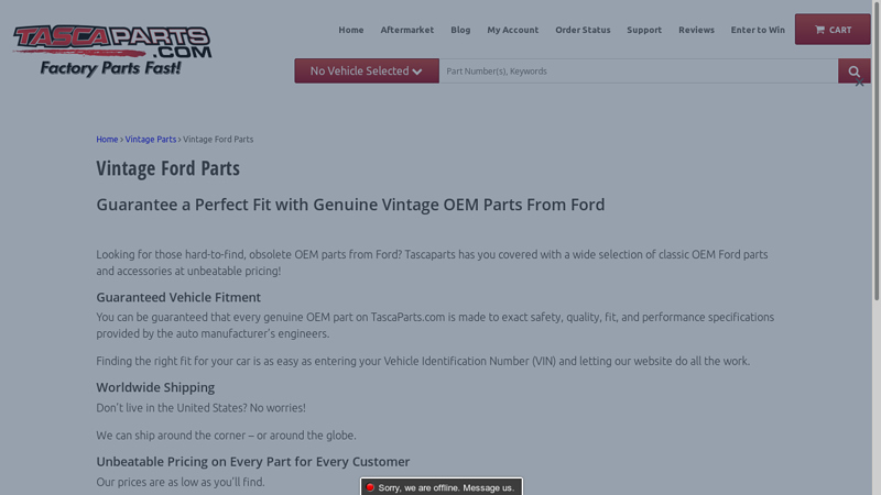 OEM Ford Vintage & Obsolete Parts classic ford parts catalog