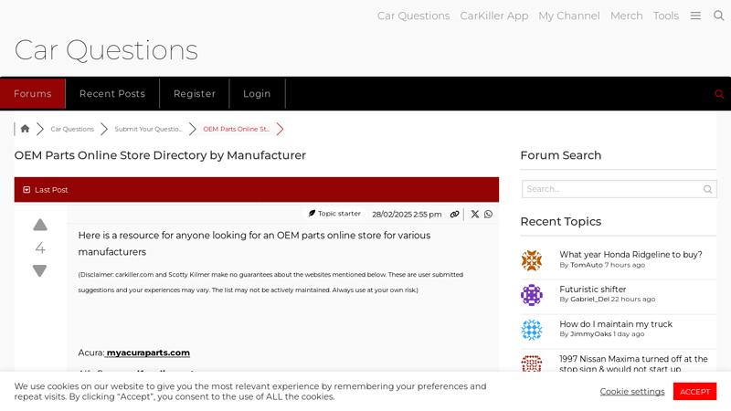 OEM Parts Online Store Directory by Manufacturer toyota tacoma factory parts