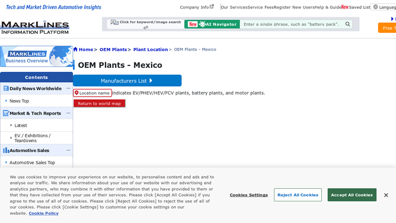 OEM Plants mexico auto parts