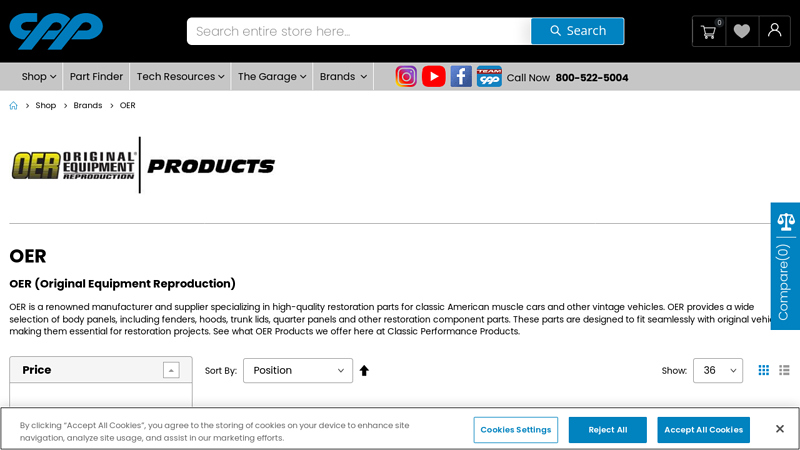 OER classic auto restoration parts