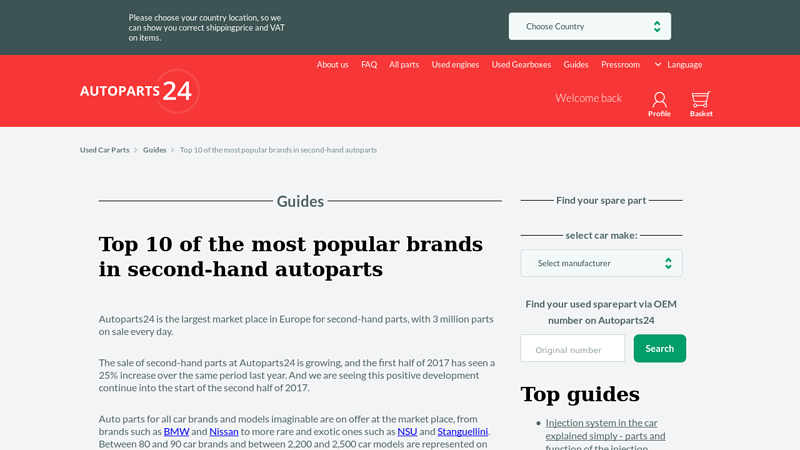 of the most popular brands in second 2nd hand auto parts