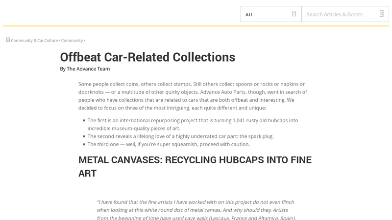Offbeat Car-Related Collections advance auto parts new britain connecticut