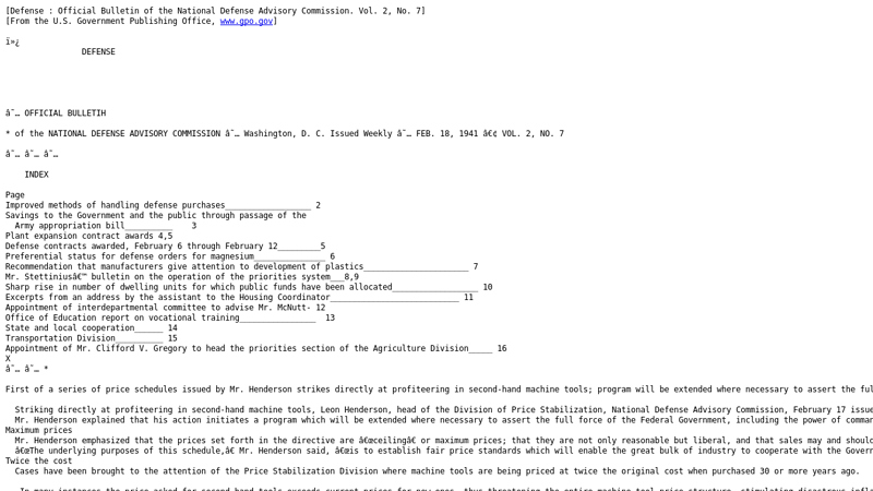 Official Bulletin of the National Defense Advisory Commission. Vol. 2 ... advance auto parts greenville ohio