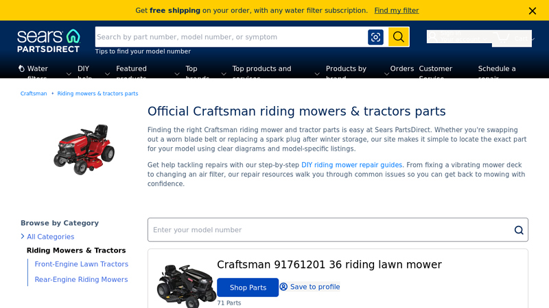 Official Craftsman riding mowers tractors parts craftsman lawn tractor parts