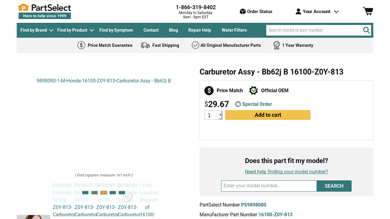 Official Honda 16100 honda small engine carburator part names