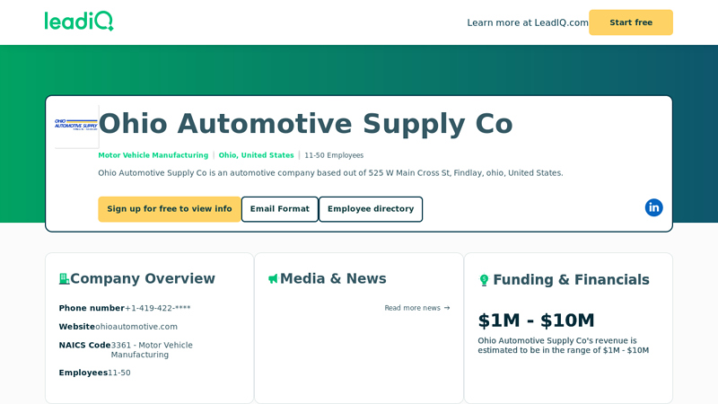 Ohio Automotive Supply Co advance auto parts findlay ohio