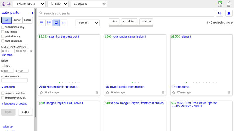 oklahoma city auto parts for sale craigslist car parts for sale by owner