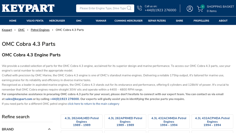 OMC Cobra 4.3 Parts omc boat motor parts
