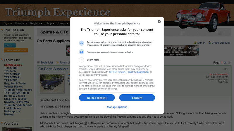 On Parts Suppliers : Spitfire & GT6 Forum triumph spitfire auto parts