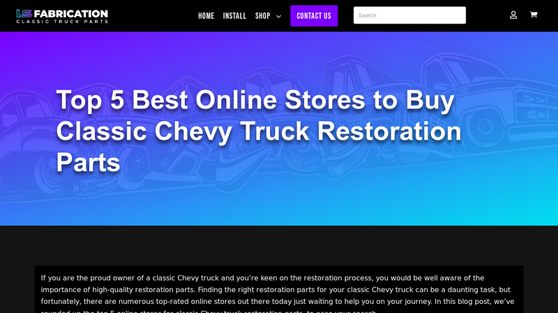 Online Stores to Buy Classic Chevy Truck Restoration Parts chevy truck parts catalog