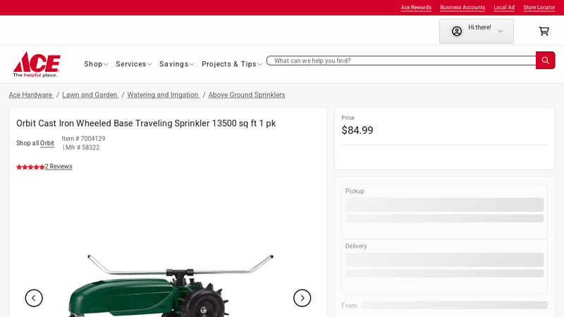 Orbit Cast Iron Wheeled Base Traveling Sprinkler 13500 sq ft 1 pk orbit sprinkler tractor parts