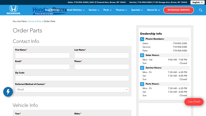 Order Auto Parts Online honda parts store near me