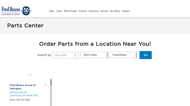 Order Genuine Auto Parts Fred Beans Automotive auto parts flemington nj