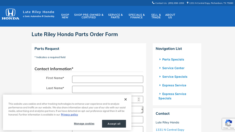 Order Honda Parts & Accessories riley's auto parts