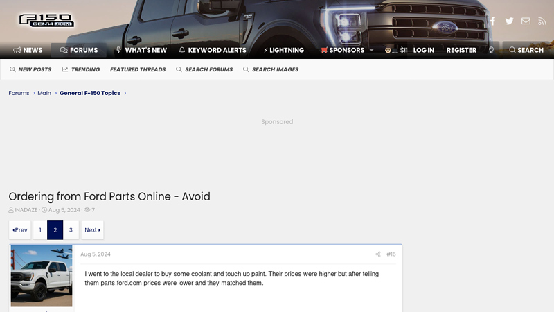 Ordering from Ford Parts Online - Avoid ford truck parts online