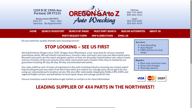 Oregon & A to Z Auto Wrecking used car parts portland oregon