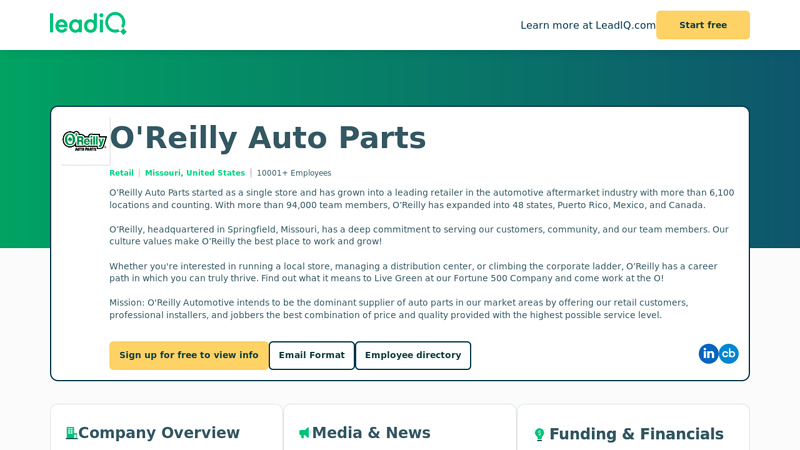 O'Reilly Auto Parts Company Overview, Contact Details & Competitors callahan auto parts