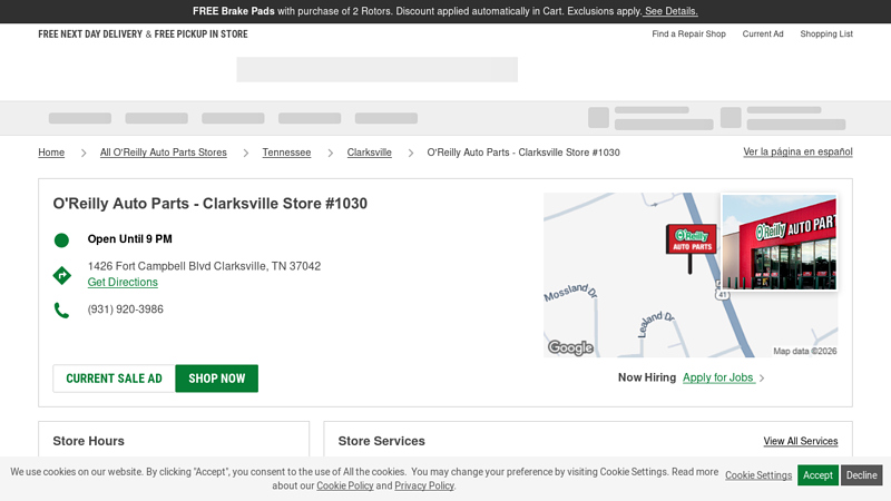 O'Reilly Auto Parts Store #1030 auto parts clarksville tn