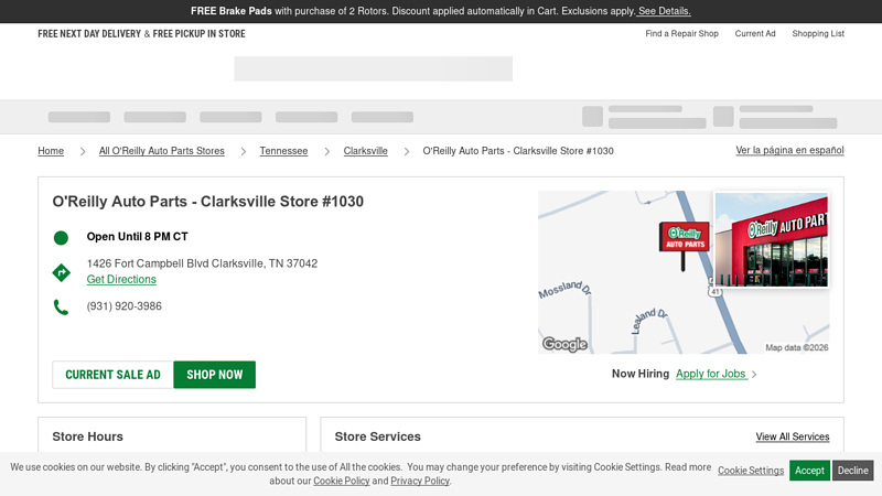 O'Reilly Auto Parts Store #1030 advance auto parts clarksville tn