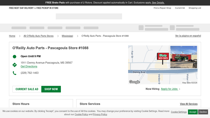 O'Reilly Auto Parts Store #1088 advance auto parts pascagoula mississippi