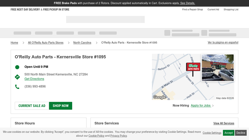 O'Reilly Auto Parts Store #1095 advance auto parts kernersville nc