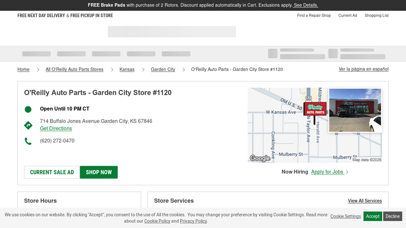 O'Reilly Auto Parts Store #1120 auto parts garden city ks